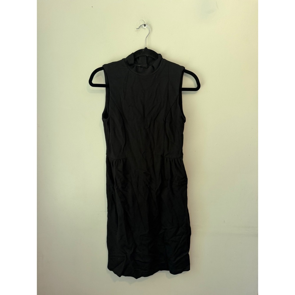 Banana Republic Black Mock Neck Sleeveless Button Back Stretch Dress Size 4